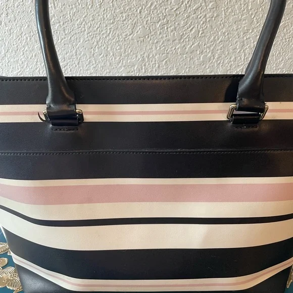 Kate Spade Black and Pink Striped Tote Bag with matching wallet - Picture 3 of 5